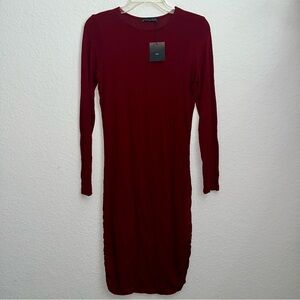 NWT Zara Long Sleeve Red Burgundy Dress